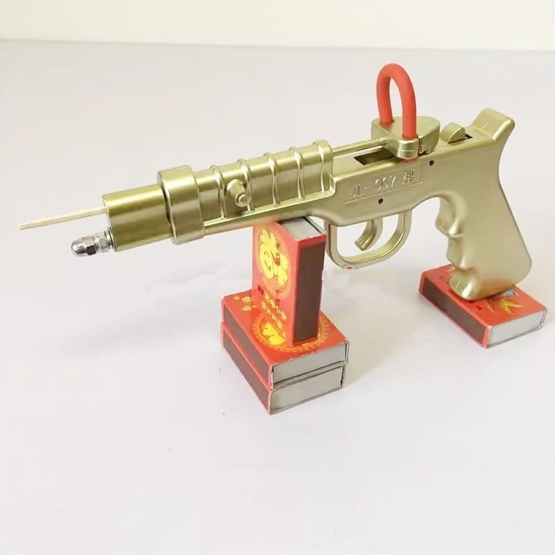 火柴不锈钢枪7080后童年怀旧小玩具砸响手工制造经典老玩具链条枪图片