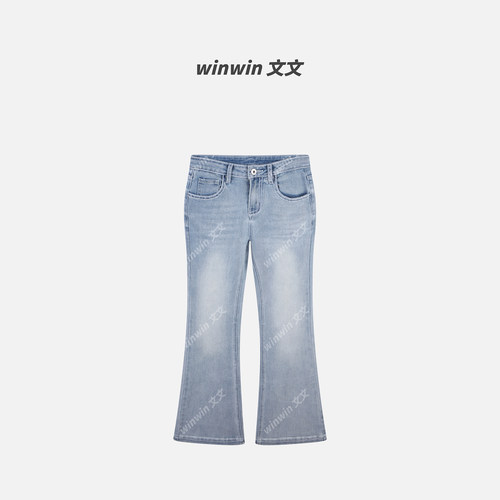 《长腿担当》文文私服 水洗时尚明线微喇牛仔裤汉服WWC6NZK0789