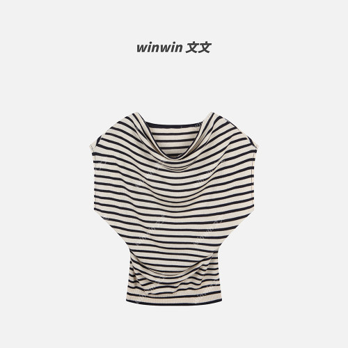 【慵懒条纹tee】文文私服 宽松条纹收腰显瘦上衣中式预WWC6SY0732