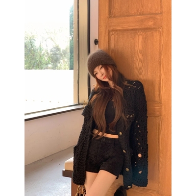 【奶油布偶】文文私服 小香风镂空粗花呢开衫毛衣宽松WWQ5MY1827