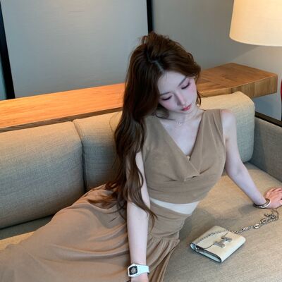 《焦糖柔影》文文私服 设计感时尚蕾丝V领连衣裙预WWX6LYQ1208