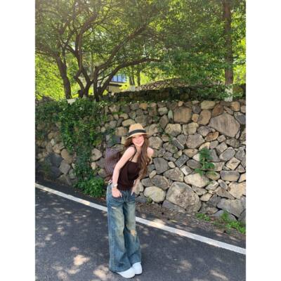《牛仔公约》文文私服 甜酷风时尚休闲破洞牛仔裤预WWX6NZK0922