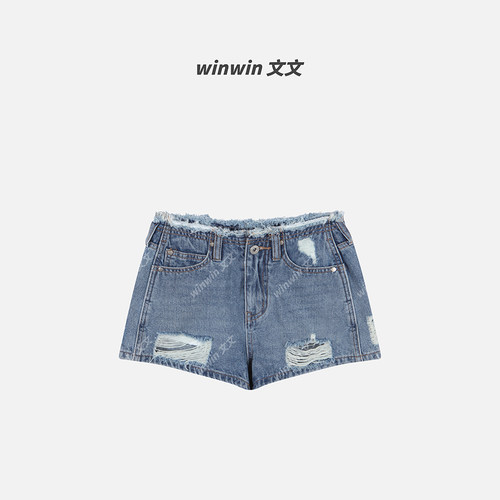 【绝杀腰臀比】文文私服 破洞辣妹风牛仔短裤汉服预WWC6DK0609