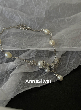 通体S925纯银铃兰花手链珍珠设计冷淡感手饰