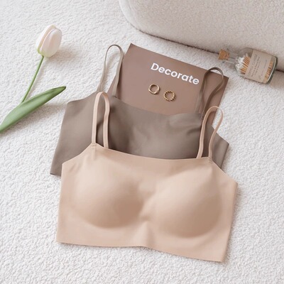 隐形粉底液内衣女无痕特调深肤肉色夏季薄款吊带美背心式运动文胸