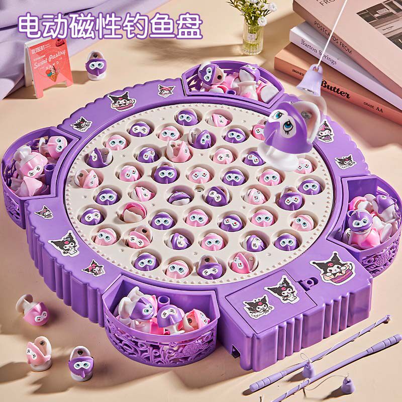 宝宝电动旋转磁性钓鱼玩具儿童早教益智多功能音乐旋转钓鱼盘礼物