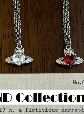 NDColl实拍星环锁心月光赤焰锆石土星爱心星球桃心钛钢项链锁骨链