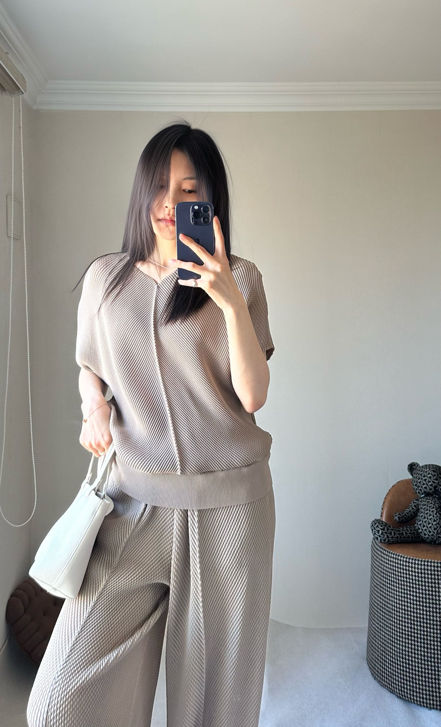 TVTV 老钱风遛狗套装～褶皱鱼鳞米棕色运动宽松短袖束口长裤,女装/女士精品,半身裙,淘宝优惠券,粉丝福利购,淘宝优惠卷