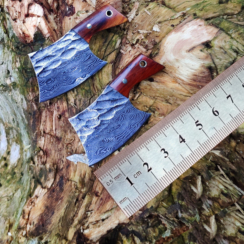 迷你刀大马士革钢刀袖珍小菜刀钥匙刀随身项链刀拆不锈钢微型刀具