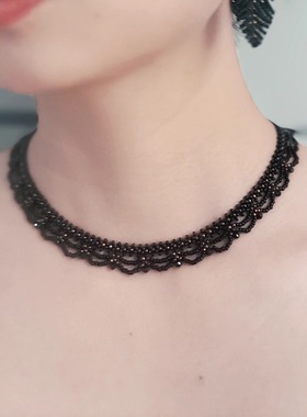 尖晶石黑金气质蕾丝项链