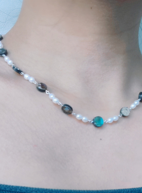 华丽复古鲍鱼贝珍珠项链