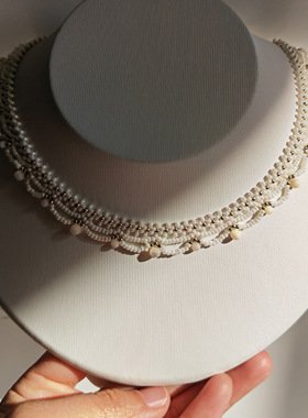 超美的磨砂贝珠手工项链