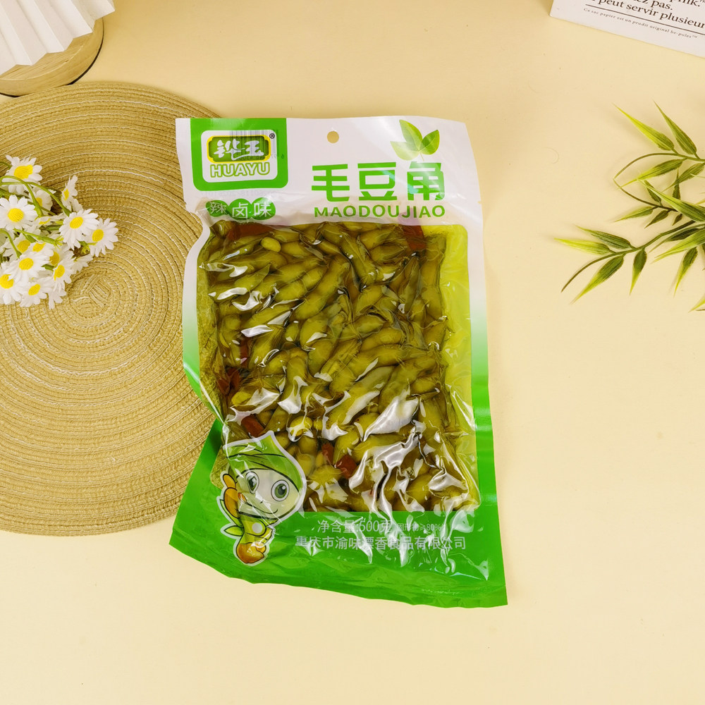 开胃毛豆角酒店餐饮商用凉菜酒吧开袋即食腌制香辣可口500克装
