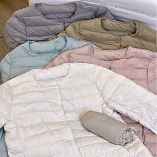 伊泽尔女装同款轻薄羽绒服女内胆内穿短款圆领无领秋冬保暖外套