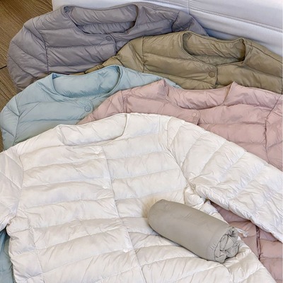 伊泽尔女装同款轻薄羽绒服女内胆内穿短款圆领无领秋冬保暖外套