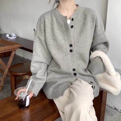 衣角巷设计感日系毛衣慵懒风外套女秋冬韩版ins风宽松针织开衫潮