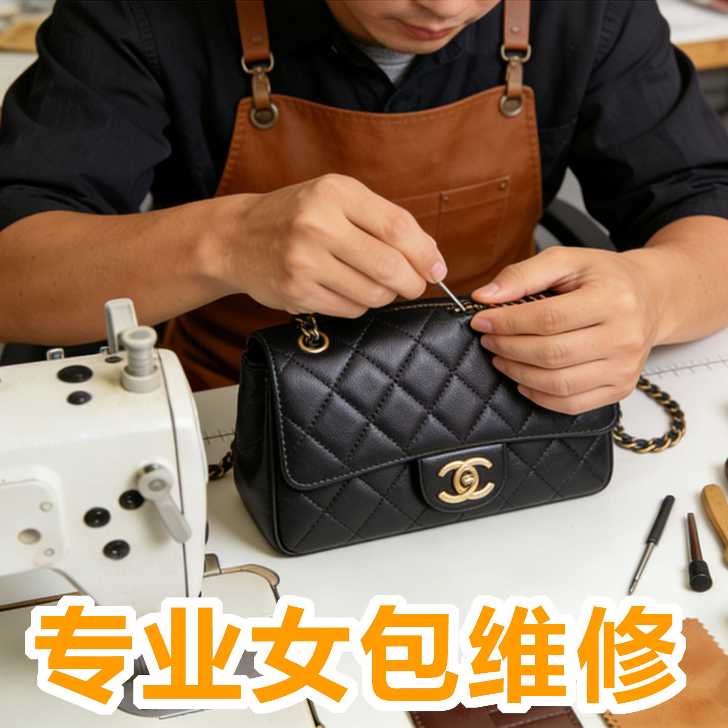 奢侈品包包装修五金更换维修翻新皮料磨损补色修复锁扣改色换皮