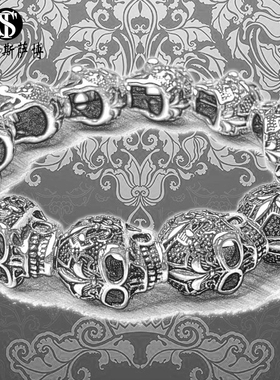 托马斯萨博手镯骷髅银色时尚饰品