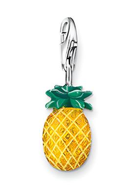 3D立体黄色搪瓷珐琅菠萝吊坠挂坠托马斯首饰品925银坠饰转运礼物