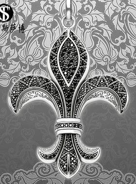 黑色纯银复古徽章礼品项链吊坠