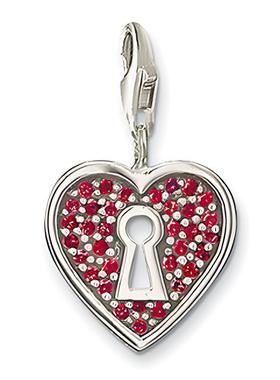 镶嵌红色锆石爱心锁形吊坠托马斯萨博妇女节配饰小众情人礼物首饰