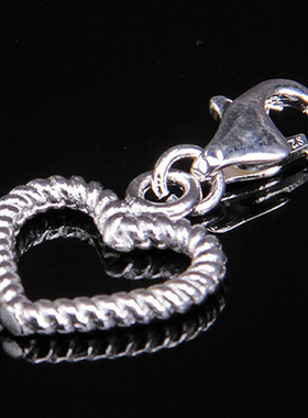 麻花状镂空心形吊坠挂坠个性时尚配饰轻奢小众首饰品银饰龙虾扣