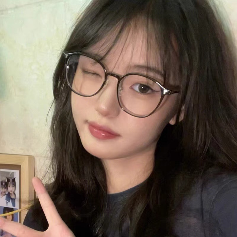 女士复古TR超轻冷茶色眼镜框架