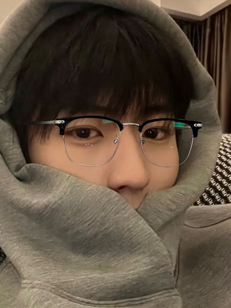 痞帅半框理工男可配近视半框眼镜