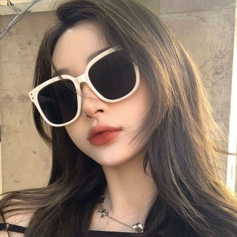 配晒方形框复古男女落日粉色墨镜