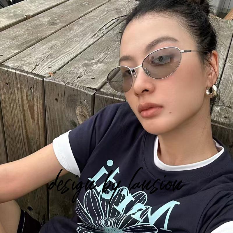 墨镜复古金属猫眼遮阳镜2024Y2K