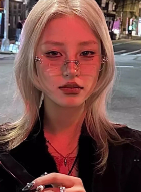 2025新款金属无框方形太阳镜Y2K