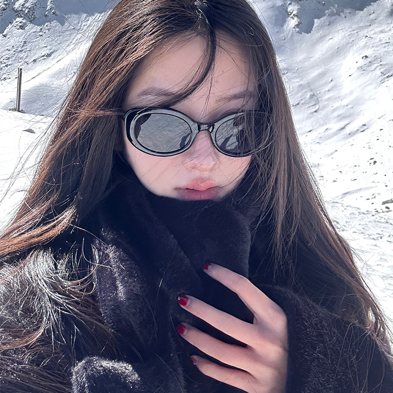 防炫光椭圆复古ins男女插芯墨镜