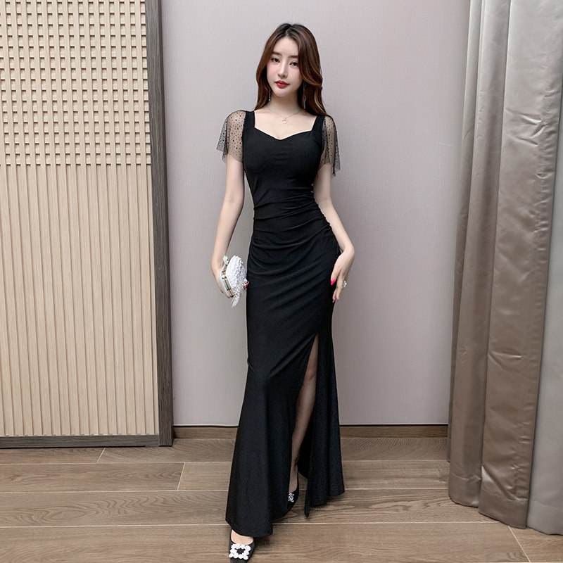 2025夏季女装性感辣妹修身足浴店U领露背夜场夜总会工作服连衣裙