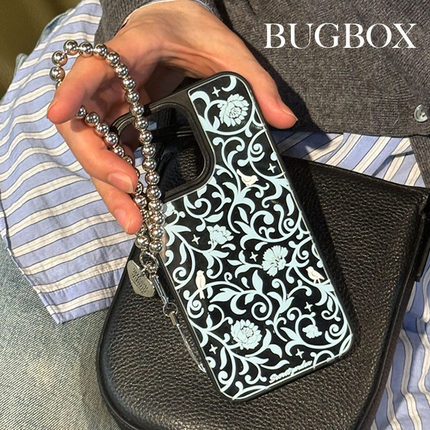 BUGBOX新款简约镜子面蓝色花纹小众适用苹果15pro手机壳ins高级感iPhone14ProMax软壳13硅胶防摔女款