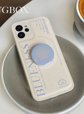 BUGBOX皮纹简约ins适用iphone13promax手机壳14苹果15/13高级文艺15pro苹果16/iphone16promax保护套带支架