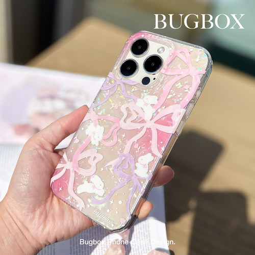 BUGBOX新款蝴蝶结可爱粉色兔子适用iphone17promax/16promax/17手机壳苹果15/14/13防摔ins女15Pro保护套