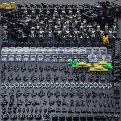 积木特警人仔警察军事特种兵警车武装小人拼装男孩子适用乐高玩具