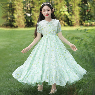 女童碎花连衣裙夏季2025新款儿童雪纺长裙夏天洋气小女孩沙滩裙子