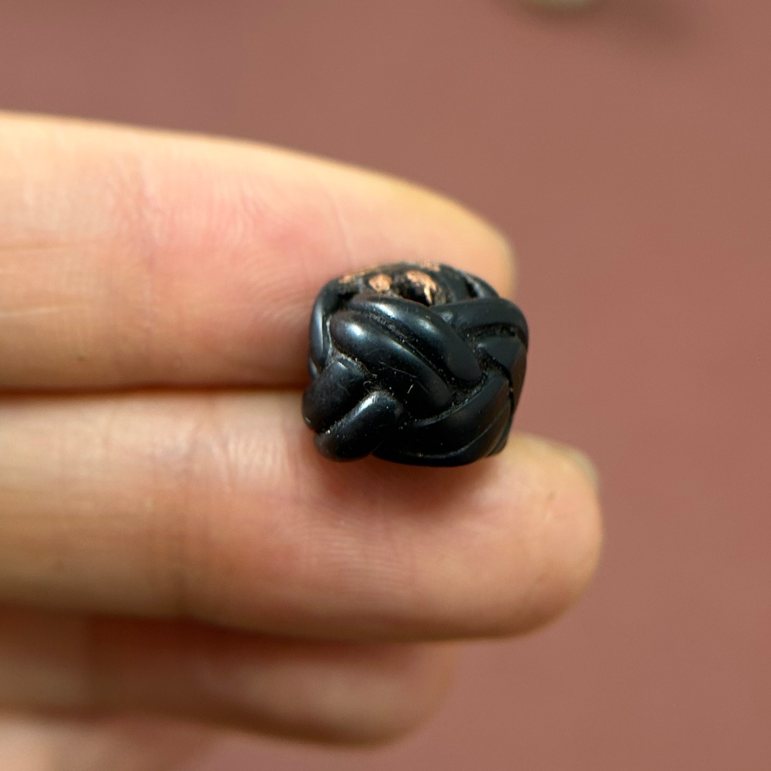 12mm黑色藏区回流藏传老电线圈珠子大磨损天珠文玩配饰一物一拍