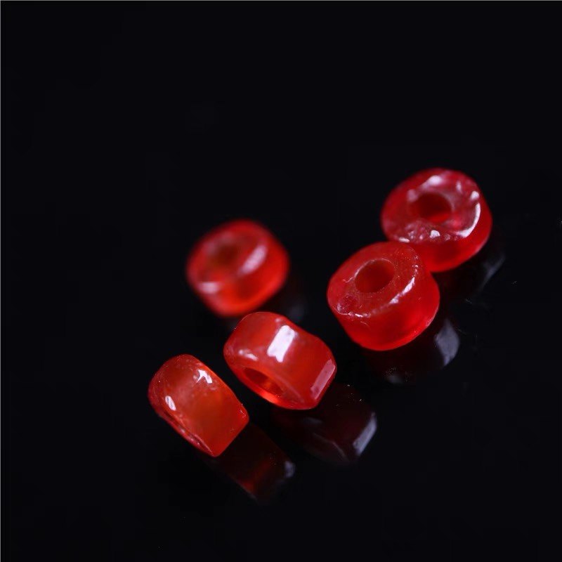 8mm红玛瑙西周玛瑙散珠剁珠大孔道天然手串珠DIY配饰文玩隔珠配珠