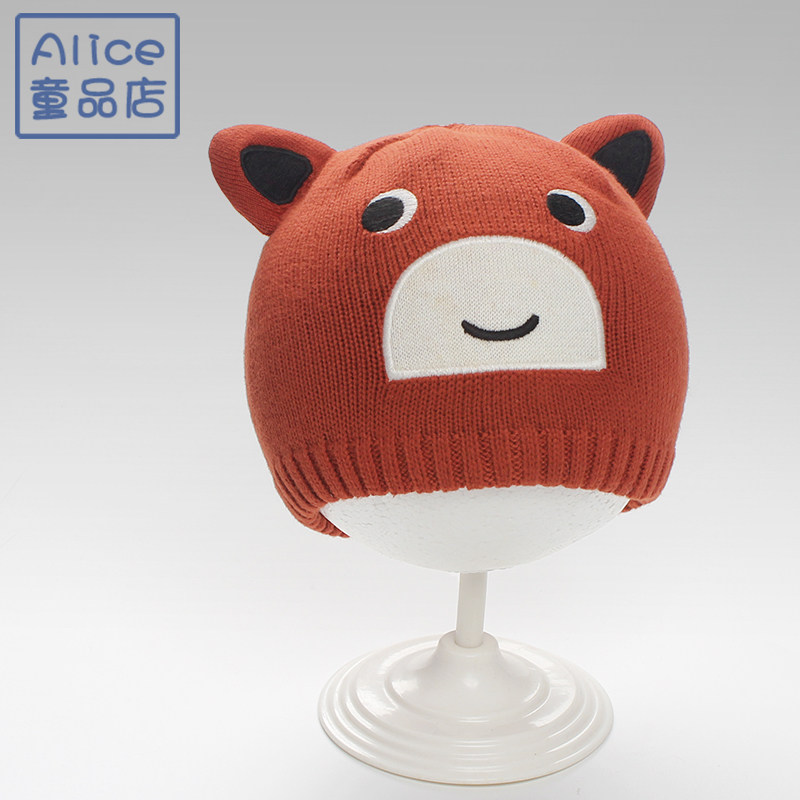 婴儿针织帽子秋冬季儿童可爱1-4岁2男童宝宝纯棉保暖毛线套头帽薄