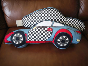 含芯不可拆 抱枕儿童房汽车枕头 纯棉跑车靠枕 原单