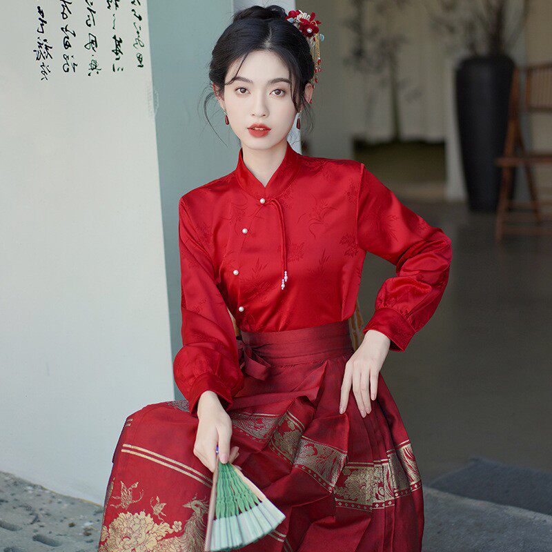 古装中国风成人礼礼服敬酒订婚日常可穿初中生马面裙套装少女汉服