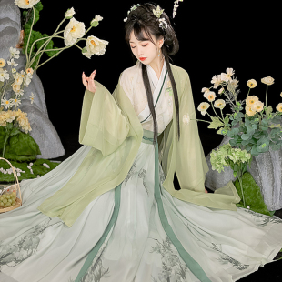 春秋季宋制魏晋制古装古筝演出服中国风初中生成人礼礼服女孩汉服