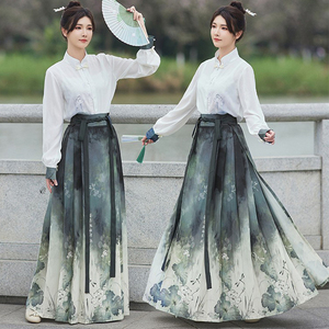 古装新中式中国风马面裙套装成人礼礼服裙毕业18岁初中生女孩汉服