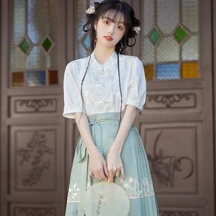 古装新中式中国风古筝演出服马面裙套装初中生成人礼礼服女孩汉服