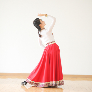 新款藏氏藏族少数民族风表演上衣女成人剧目跳舞蹈演出服装大摆裙