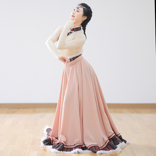 藏族服装女藏族舞蹈服演出服装长裙大裙摆长款套装半身裙藏式裙子