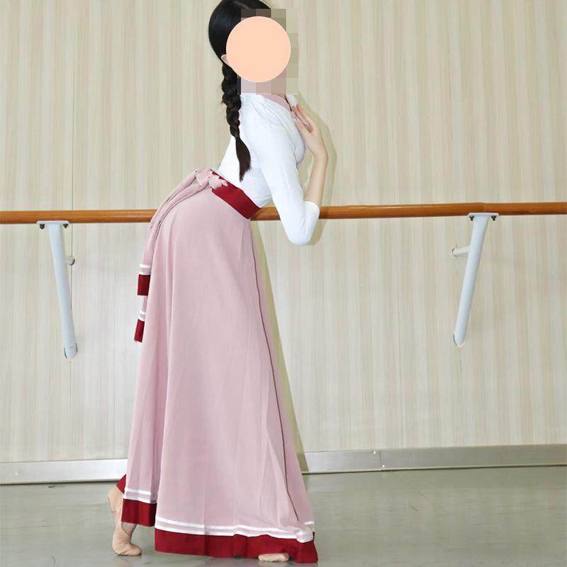 藏族舞蹈演出服装表演服套装女艺考练习裙大摆半身长裙子广场舞裙