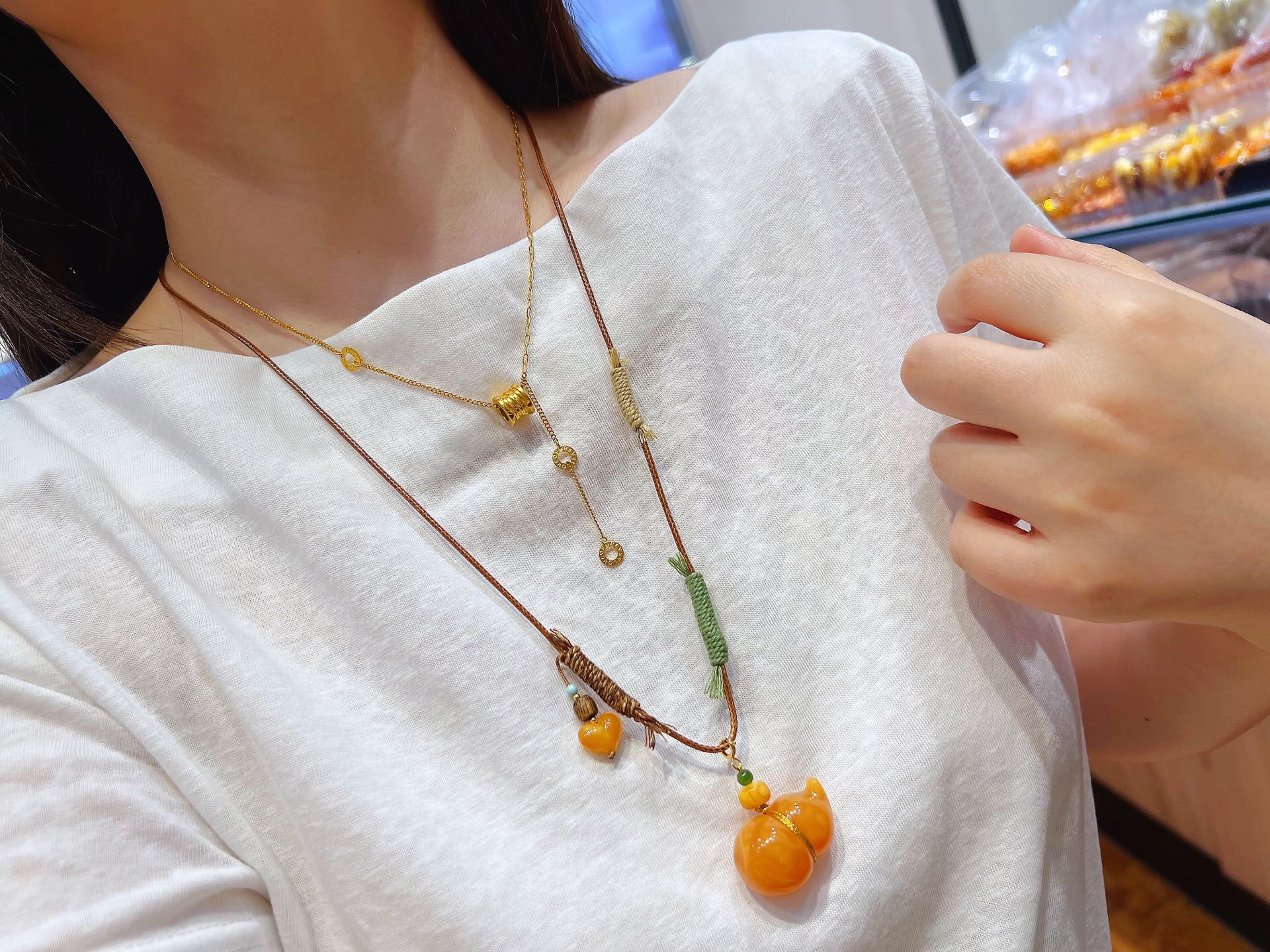 天然蜜蜡葫芦吊坠手工编织绳 俄料蜜糖色精致女款 一物一证 洋气